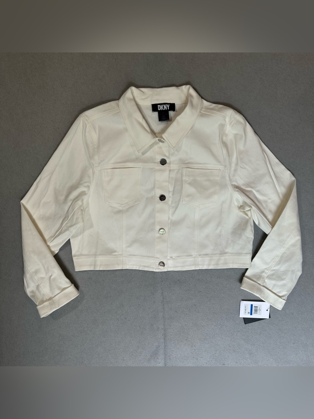 DKNY Women's Cream Cropped Button-Up Jacket